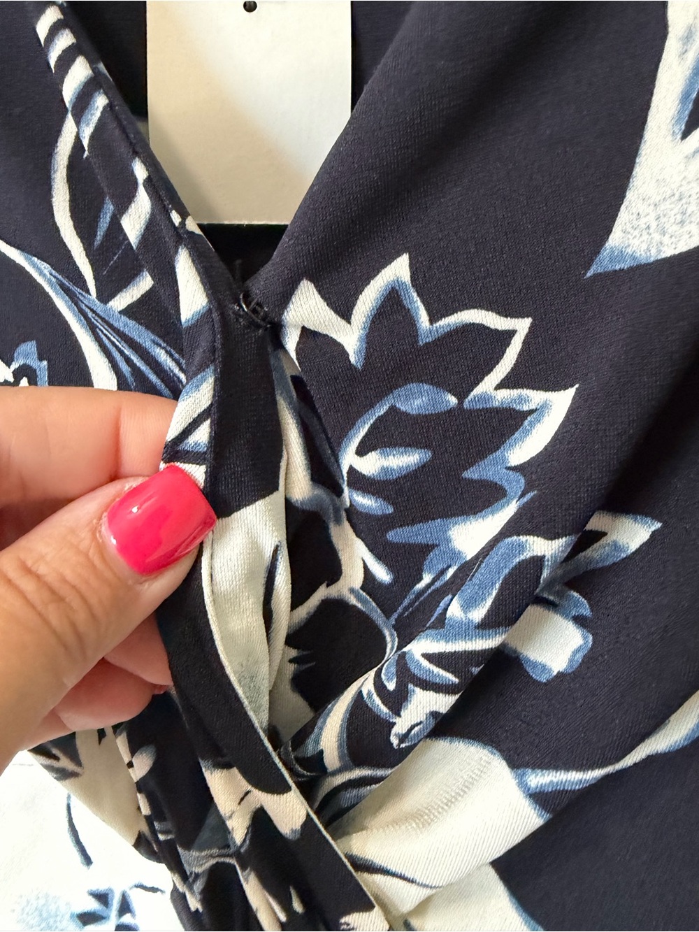 NWT Lauren Ralph Lauren Navy White Floral Ruched Faux Wrap Sheath Dress 14P - Picture 5 of 11